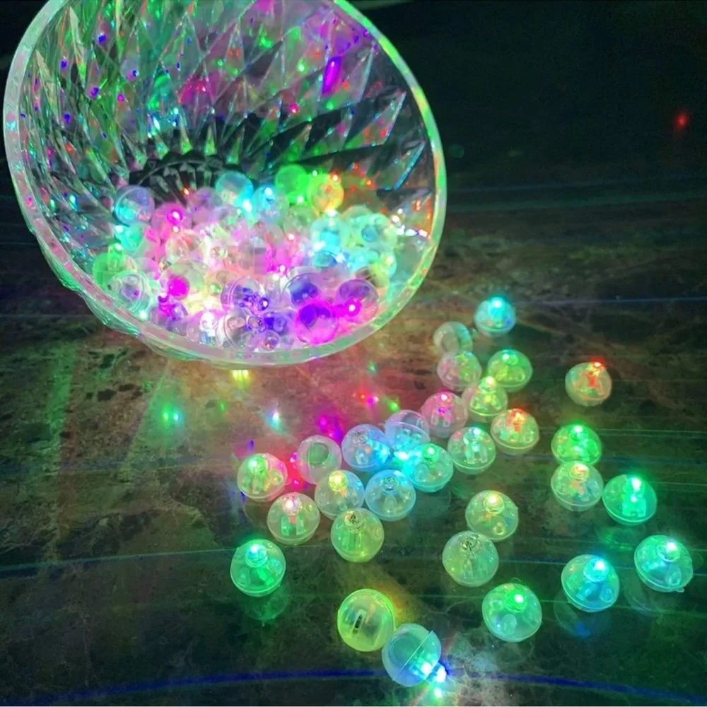 100Pcs Multicolor LED Balloon Lights, Waterproof Rainbow Flash Tiny Light Mini